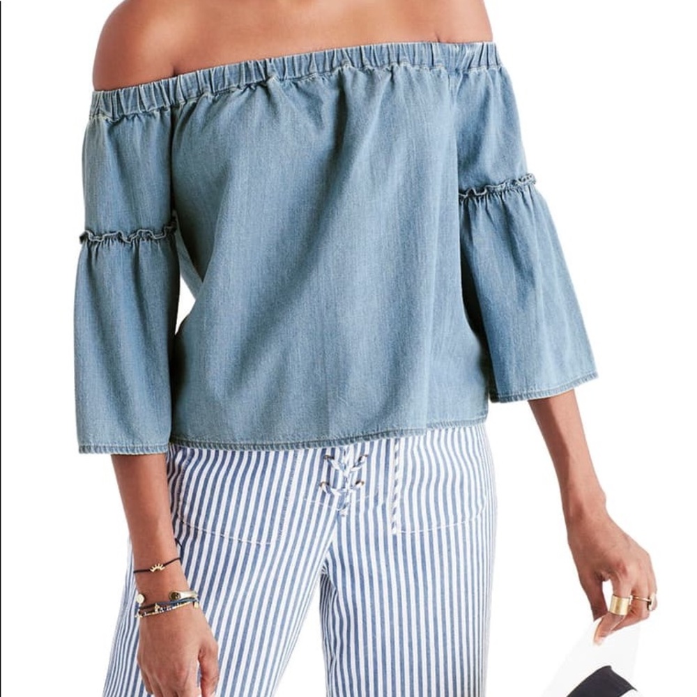 Madewell Chambray Off-Shoulder Top